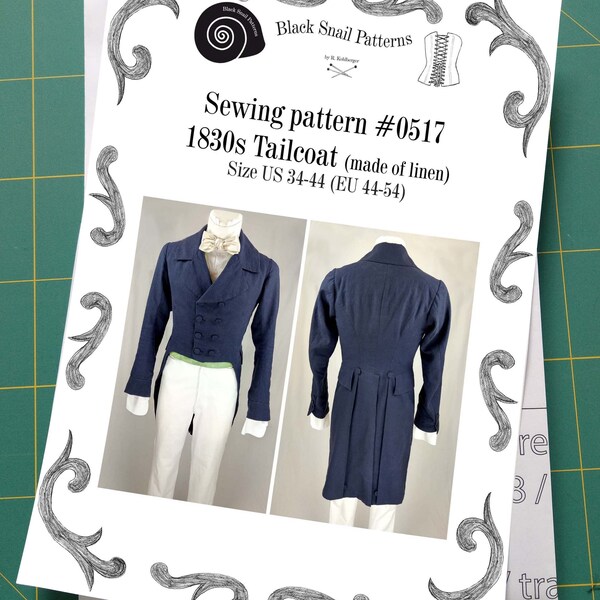 1830 Tailcoat (linen) sewing pattern #0517 Size US 34-56 (EU 44-66) Paper Pattern