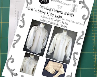 Georgian Empire Regency Mens Shirt Sewing Pattern #0521 Size US 34-56 (EU 44-66) Paper Pattern