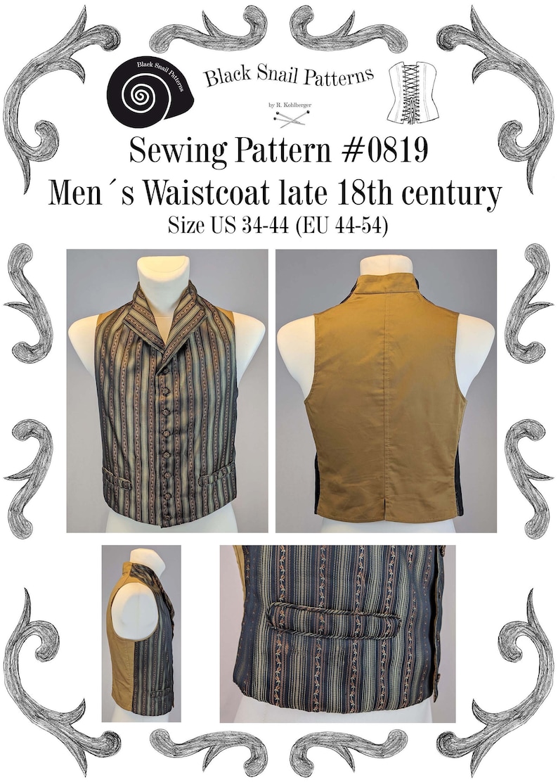 Georgian Mens Waistcoat late 18th century Sewing Pattern | Etsy