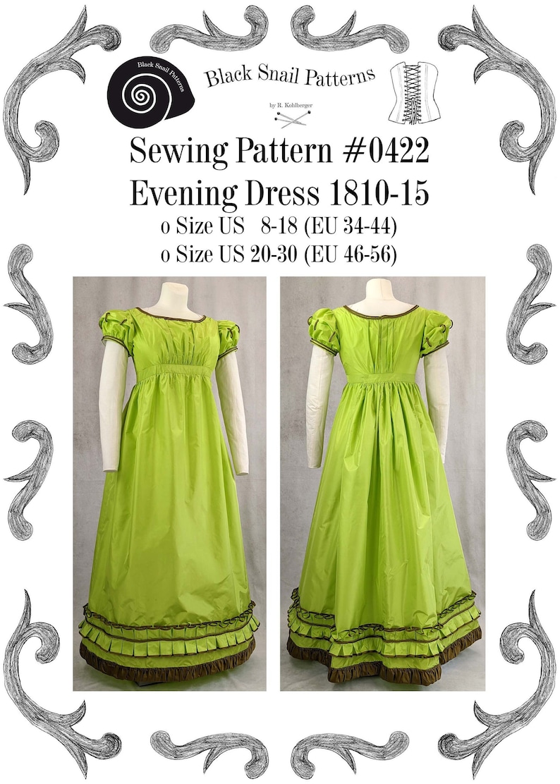 Empire / Regency evening dress 1810 to 1815 Sewing Pattern image 1