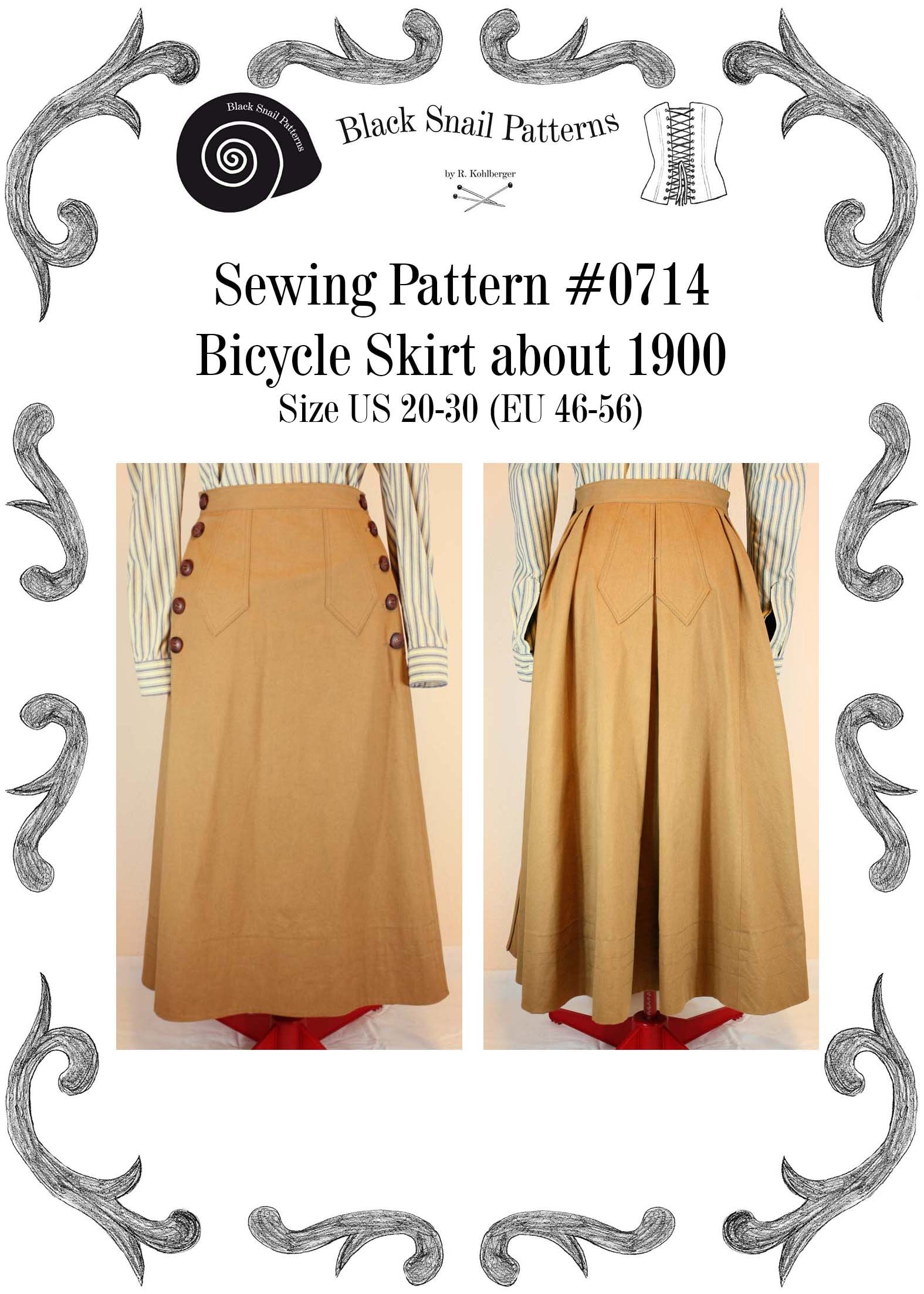 Edwardian Bicycle Skirt About 1900 Sewing Pattern #0714 Size Edwardian Bicycle Skirt About 1900 Sewing Pattern #0714 Size