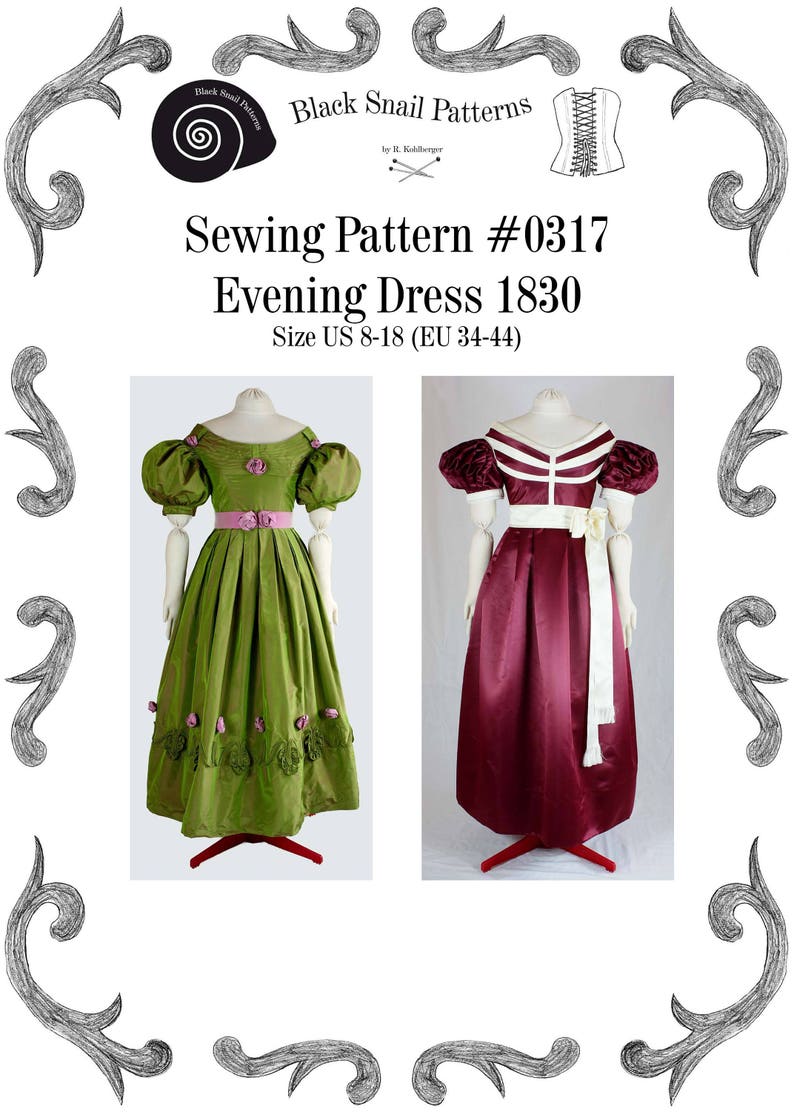 Biedermeier Evening Dress about 1830 Sewing Pattern 0317 Size image 1