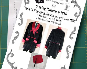 Herren Rauchjacke und Fez um 1900 Schnittmuster #1215 Größe EU 44-66 Papierschnittmuster