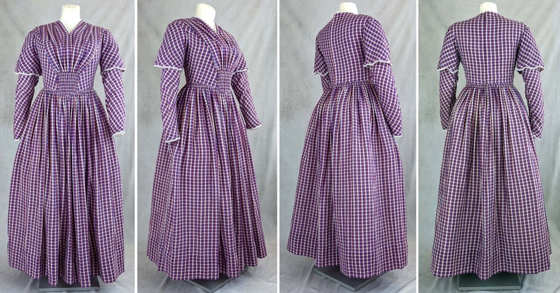 Day Dress 1837-40 Sewing Pattern 0421 Size US 8-30 EU 34-56 PDF Download image 2