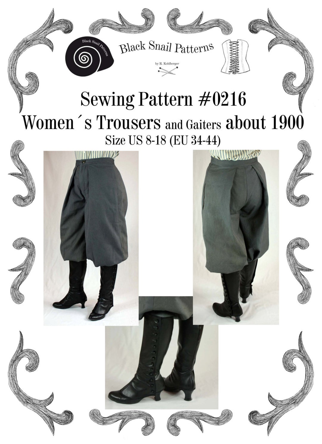 Edwardian Womens Trousers and Gaiters About 1900 0216 Size US 8-30 EU 34-56  Pdf Download 