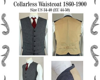 Victorian Edwardian Mens Waistcoat Sewing Pattern #0516 Size US 34-56 (EU 44-66) PDF Download