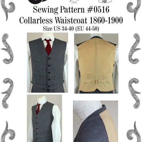 Victorian Edwardian Mens Waistcoat Sewing Pattern 0516 Size - Etsy
