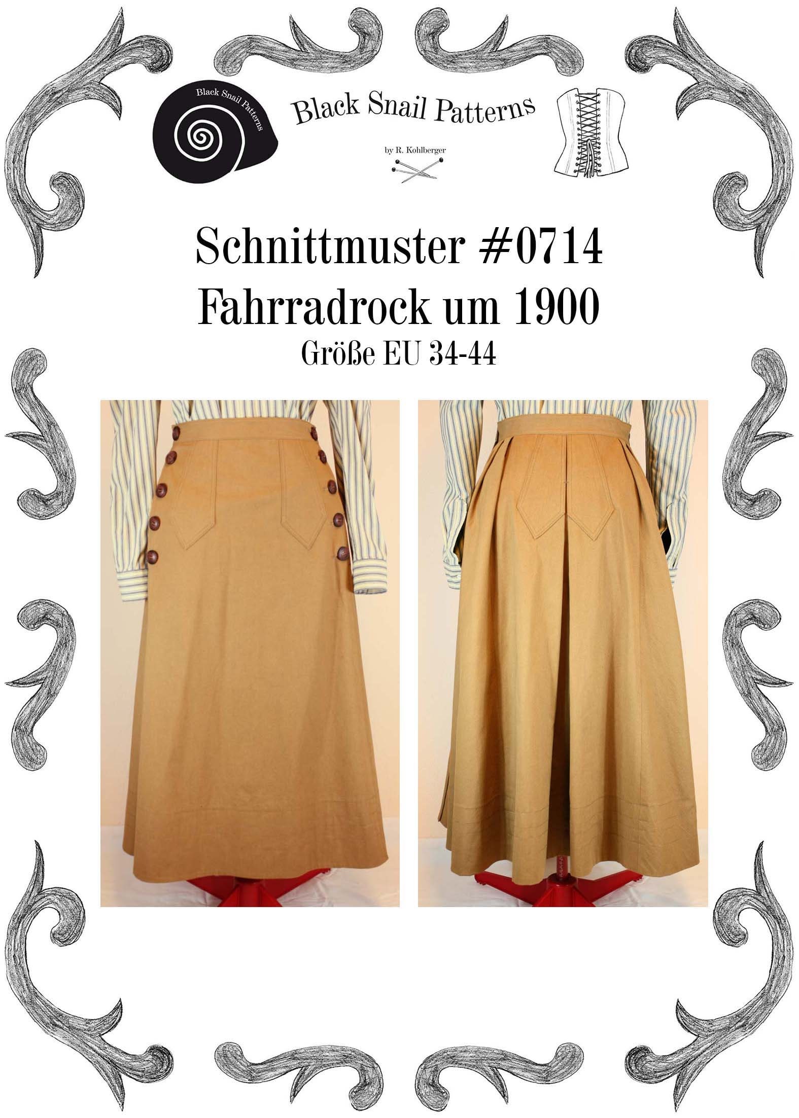 Edwardian Bicycle Skirt About 1900 Sewing Pattern #0714 Size US 8