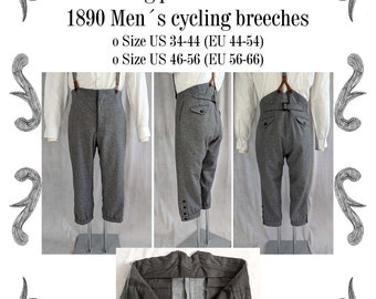 Edwardian Mens Cycling Breeches about 1890 Sewing Pattern #0316 Size US 34-48 (EU 44-58) PDF Download