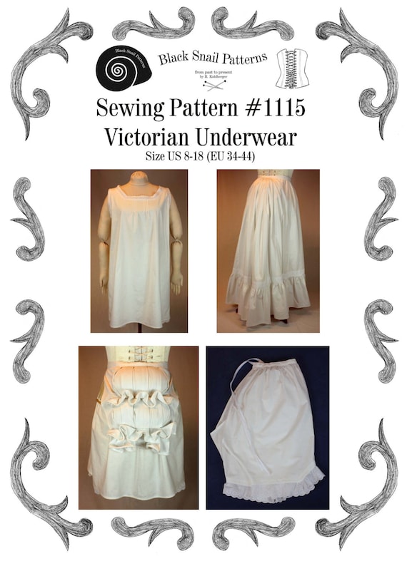 Vintage Lingerie Sewing Patterns Victorian Underwear Sewing Pattern #1115 Size US 8-30 (EU 34-56) Pdf Download  $6.63 AT vintagedancer.com