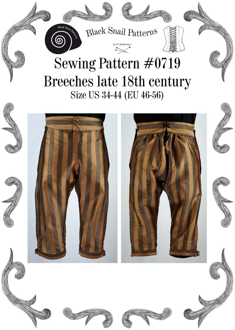 Georgian Mens Breeches late 18th century Sewing Pattern 0719 | Etsy