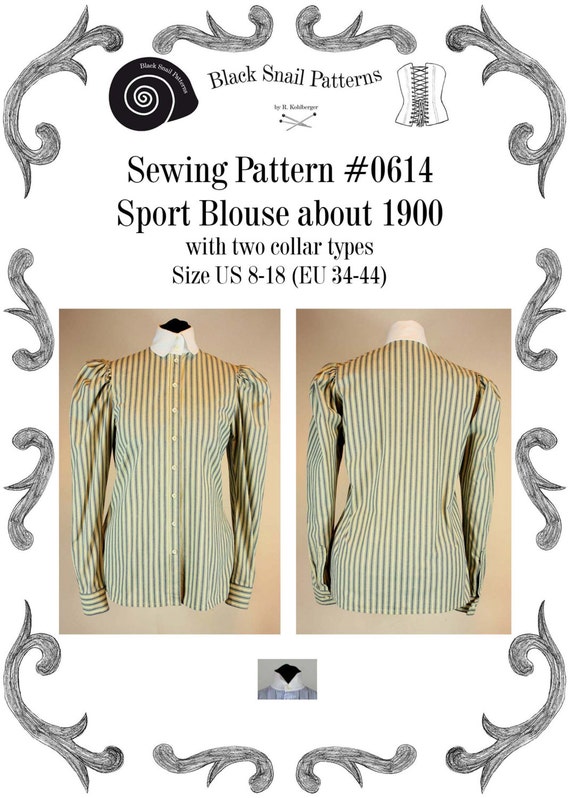 Edwardian Blouses |  Lace Blouses, Sweaters, Vests 1900 Edwardian Blouse worn about 1900 to do sports PDF Sewing Pattern #0614 NEW Size US 8-30 (Eu 34-56) $4.82 AT vintagedancer.com