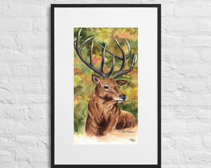 Red Prince (Red Deer) — Painted By Mouth (PRINT, Framed & Mounted)