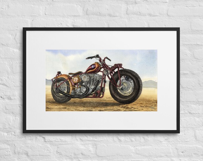 Custom Harley Davidson Sportster — Painted By Mouth (PRINT, Framed & Mounted)