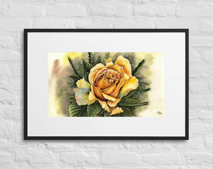 The Rose — Painted By Mouth (PRINT, Framed & Mounted)