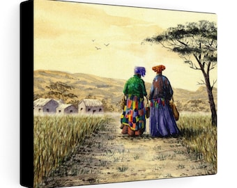 I Dream Of Africa - Watercolour By Mouth - Print On Stretched Canvas (10x8 inches)