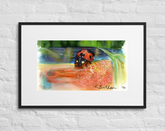 Ladybird Study — Painted By Mouth (PRINT, Framed & Mounted)