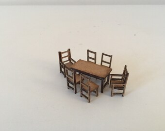 1:48 Long Table with 6 Chairs Kit to make your own.