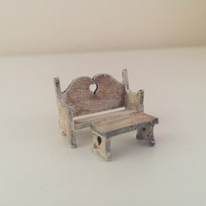 1:48 Alpine  Settee and Coffee Table. Painted &#39;shabby chic&#39; and complete.