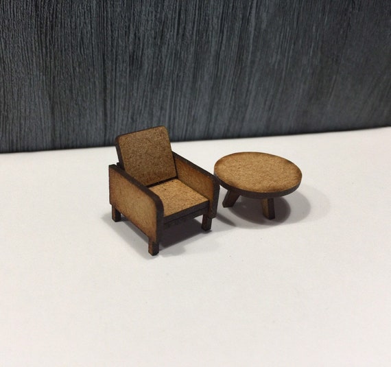 1:48 Modern Armchair and Round Coffee Table kit.