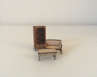 Conjunto de kits para sala de estar provençal francesa 1:48 para colecionadores completarem.