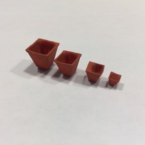 1:48 Terracotta Set of 4 Square Flower Pots. Completed item for Collectors.