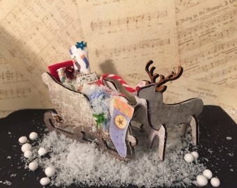 1:48 Christmas Sleigh and Reindeer Kit for Collectors. Ideal for a Christmas Decoration or Gift.