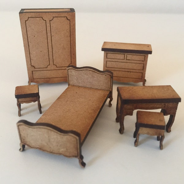 Ensemble de chambre à coucher à l'échelle 1/48 pour collectionneurs à compléter.