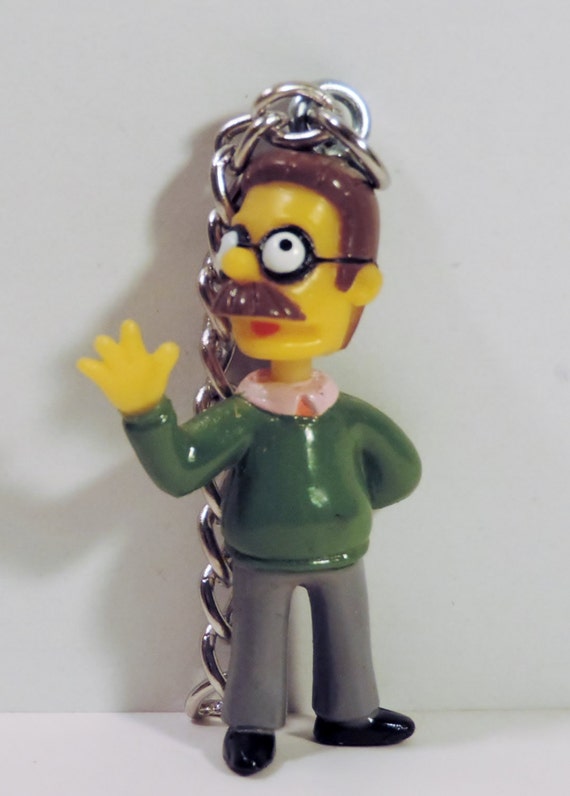 Items similar to Mini "The Simpsons" Bobblehead Custom Keychain NED