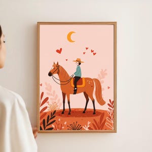 Rodeo Print Western Bedroom Print Cowboy Wall Art Modern Decor Retro Horse Print Digital Download