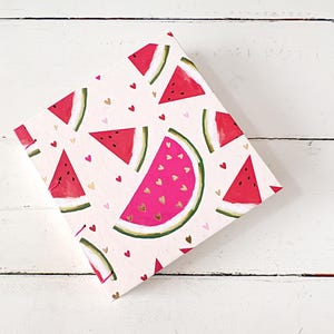 Sketch book, drawing notebook, watercolor painting, coptic binding, travel sketchbook, artists gifts, white, watermelons, item no. NKA-005