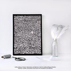 Fuchs im Wald Poster schwarz weiß, Schwarzwald Poster Kinderzimmer, Fuchs Zeichnung, Geburtstagsgeschenk, Art. POS-003