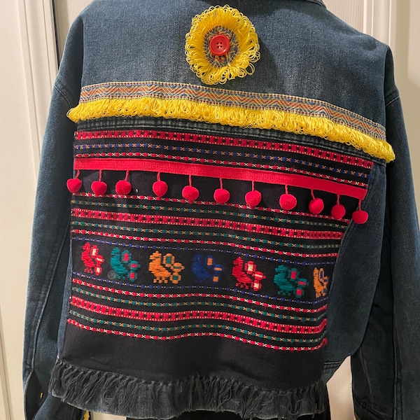 Shorty denim jeans jacket embellished xl