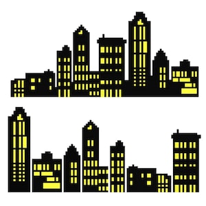 Skyline city clipart superhero buildings block clipart and buildings SVG silhouette city PNG Skyscraper clip art superhero city buildings