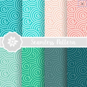 Circle Digital Paper, Paper Set, Seamless Pattern, Scrapbook Paper ...
