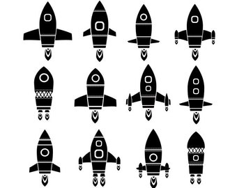 Rocket Spaceship Clipart Set, Outer Space PNG, EPS, JPG (Digital Download)