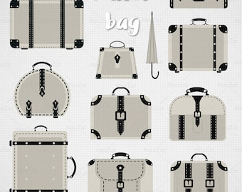 Clipart de maleta SVG: Gráficos de bolsa de viaje (Descarga digital)