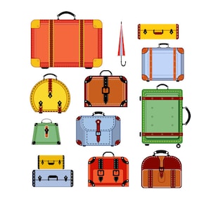 Clipart de equipaje, clipart de viaje, clipart de bolso de mano, clipart de moda, clipart de maleta, svg de maleta, clipart de bolso, clipart de bolso