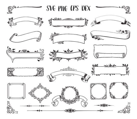 Banner Silhouette SVG Banner SVG Banner Clip Art retro | Etsy