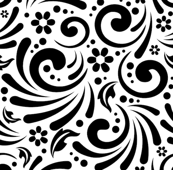 Silhouette of a Floral Pattern Seamless Clipart Pattern Clip | Etsy