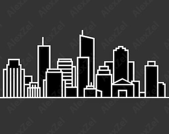 Los Angeles skyline svg clipart, LA stadsgezicht vector silhouet, stadsskyline lijntekening, minimalistische gebouwen contouren eps png dxf