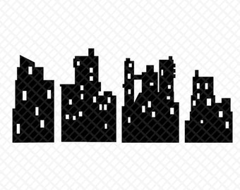 Bâtiments de la ville silhouette clipart fond transparent fichier svg, png, dxf, eps