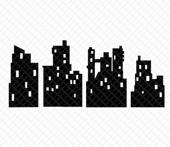 City buildings silhouette  clipart  transparent background file svg, png, dxf, eps