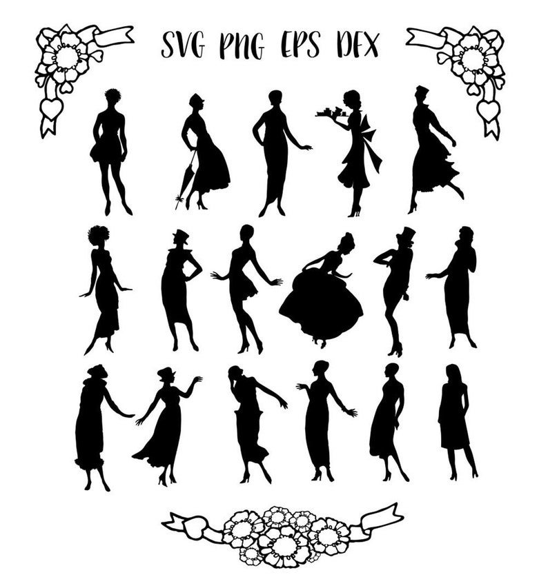 Download Woman Silhouette SVG Woman SVG Women Clip Art retro girl | Etsy