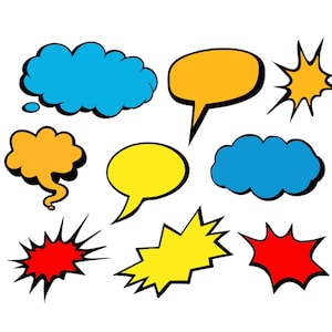 Fumetti fumetti Supereroi SVG Clipart Supereroi Pop Art, Fumetto Vettore, Download Istantaneo, PNG, SVG