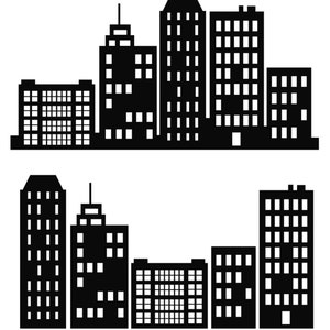 City skyline clipart, superhero buildings, and building City silhouette PNG SVG Clip art of skyscrapers and superhero city constructions