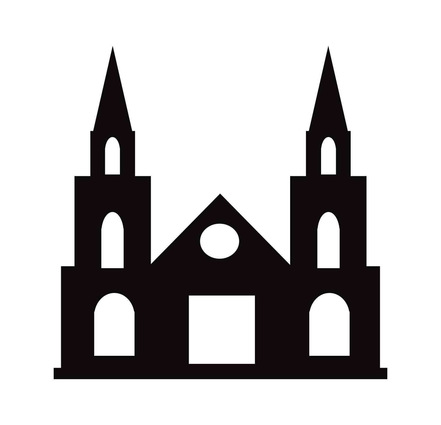 Silueta de un solo edificio de la Iglesia Católica para decoración de  diseño sobre un fondo transparente Svg, Jpg, Eps, Png, MP4, image size:1500x1445