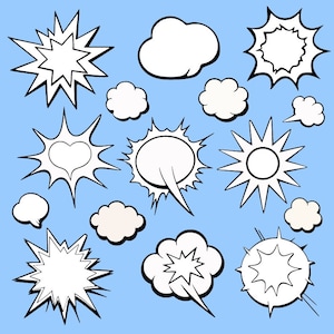 Superhero Comic Word Bubble Clipart: SVG PNG PDF (Digital Download)