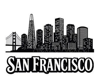San Francisco Skyline Art, Urban Cityscape Clipart (PNG, SVG)
