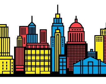 Boston Skyline Vector Set: Urban Architecture Cityscape (Digital Download)